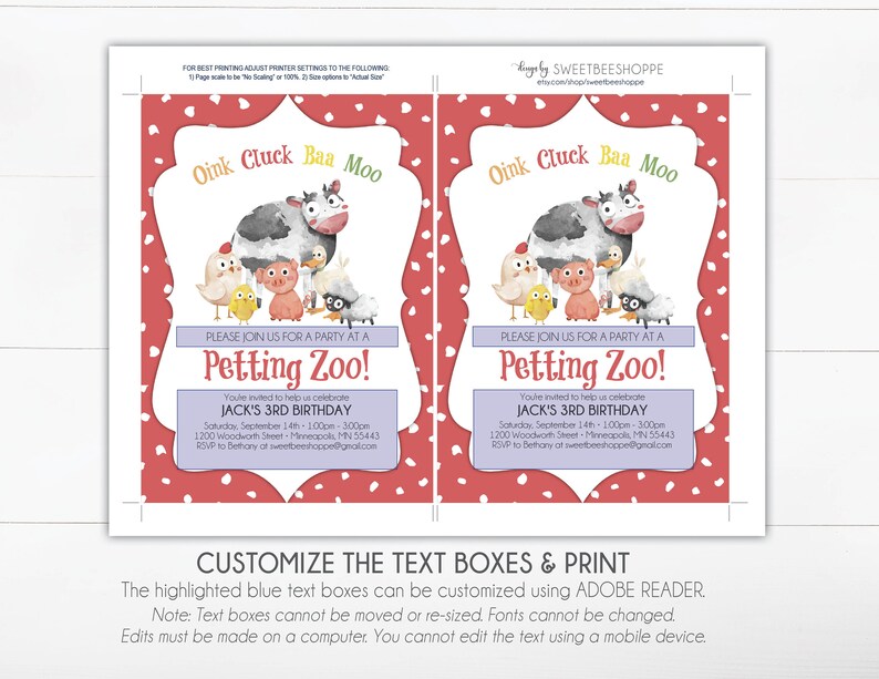 Petting Zoo Birthday Invitation Petting Zoo Invite Kids | Etsy