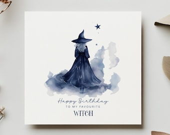 Witchy Birthday Card. Witch Birthday Card, Watercolour Witch Card