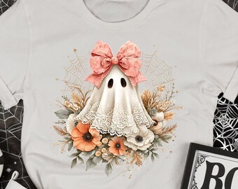 Cute Lace Ghost Png, Halloween Boo Lace Bow Png, Boo Ghost Png, Cute Boo Halloween Sublimation Design, Halloween Png, Boo in Boojee Png