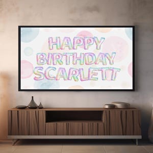 Personalised Samsung Frame TV Art 4K Happy Birthday TV Frame Art, Birthday Balloons Tv Frame, Custom Art Birthday Party, Digital Download Tv