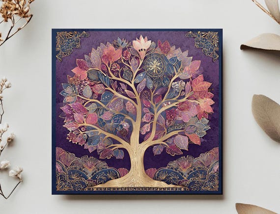 Tree of Life Greeting Card, Nature-Inspired Spiritual Card for Birthday, Anniversary, or Thank You – Boho Art Blank Card