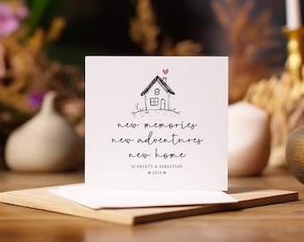 Personalised New Home Congratulations Card, New Memories New Home Card With Envelope