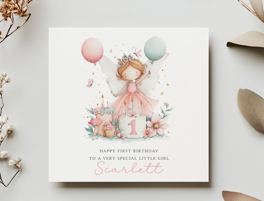 Personalised Fairy First Birthday Card, Baby Girl First Birthday Card ...