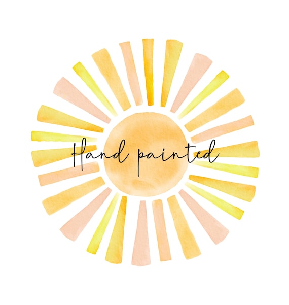 Watercolour Sun Clipart. Watercolour Sun png, Hand Painted Sun Clipart, Summer Clipart