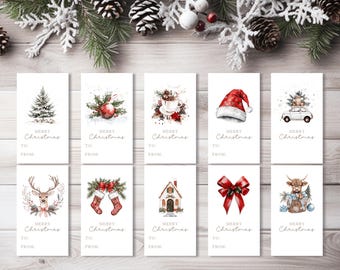 Christmas Gift Tags Printable, Assorted Christmas Gift Tags, Christmas Favour Tags, Digital Download,