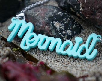 Mermaid Acrylic Necklace. Mermaid Necklace, Mermaid Jewelry, Acrylic Jewelry, Beach Necklace, Mermaid Gift, Mermaid Accessories