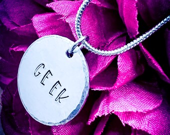 Geek Hand Stamped Necklace. Geek Necklace, Geek Jewellery, Nerd Necklace, Nerd Jewellery, Geekery, Geek Gift, Geeky Gift, Nerd Gift