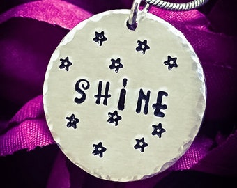 Shine Hand Stamped Necklace. Star Necklace, Star Jewellery, Shine Necklace, Inspirational Necklace, Motivational Quotes, Motivation Necklace