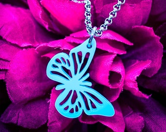 Butterfly Acrylic Necklace. Butterfly Necklace, Butterfly Jewelry, Acrylic Jewelry, Nature Necklace, Butterfly Gift