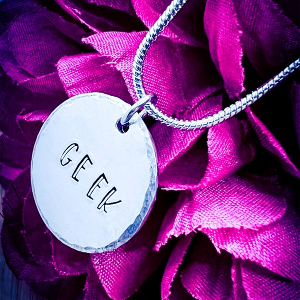 Geek Hand Stamped Necklace. Geek Necklace, Geek Jewellery, Nerd Necklace, Nerd Jewellery, Geekery, Geek Gift, Geeky Gift, Nerd Gift