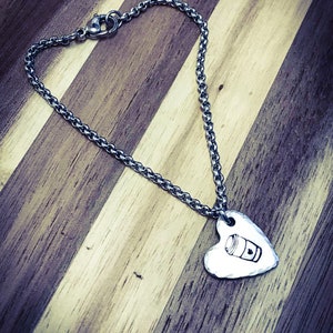Hand Stamped Heart Coffee Cup Bracelet: Coffee Lover Jewelry