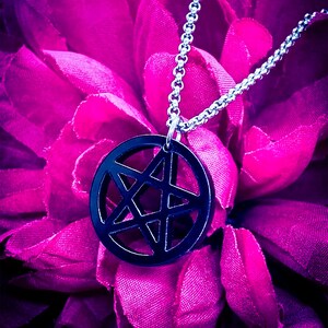 Pentacle Acrylic Necklace. Pentagram Necklace, Pentagram Jewellery, Witch Necklace, Wiccan Jewellery, Witchcraft, Wicca