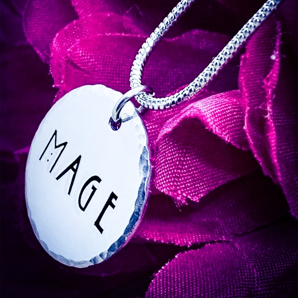 Mage Hand Stamped Necklace.  Mage Necklace, MMORPG, Gamer Necklace, Gamer Jewellery, Gamer Gift, Geek Gift, Rpg game, Mmo game