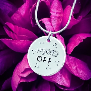 Mature Hand Stamped Necklace. F*** Off Necklace, Swear Word Necklace, Rude Jewellery, Curse Word Necklace, Profanity Necklace