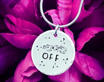 Mature Hand Stamped Necklace. F*** Off Necklace, Swear Word Necklace, Rude Jewellery, Curse Word Necklace, Profanity Necklace