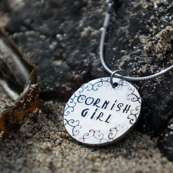 Cornish Girl Hand Stamped Necklace.  Cornwall Necklace, Cornwall Jewellery, Cornish Jewellery, Cornish Necklace, Cornwall Gift, Cornish Gift