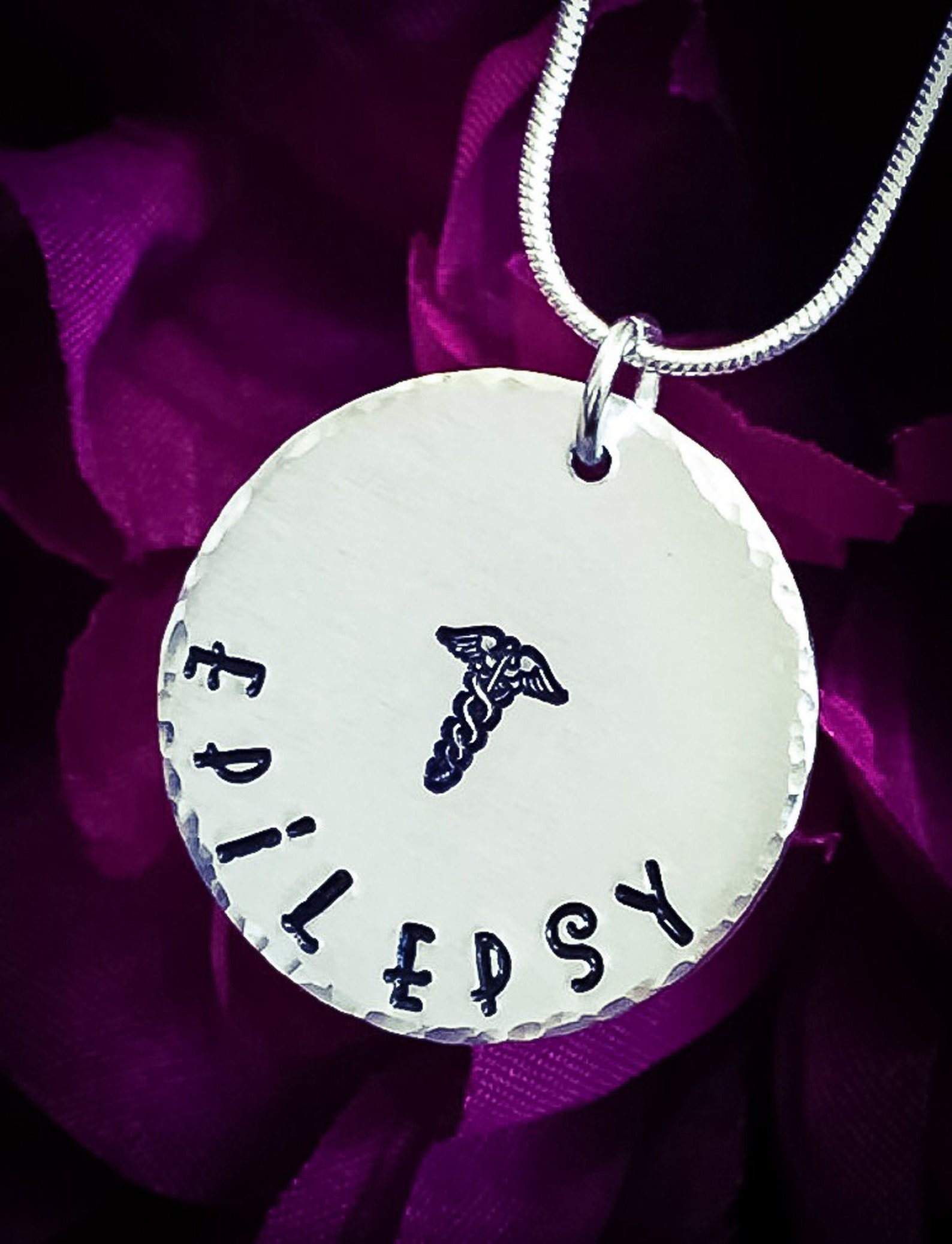 Epilepsy Medical Alert ID Hand Stamped Necklace. Medical Alert Etsy