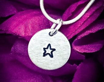 Star Hand Stamped Necklace. Cute Necklace, Star Necklace, Star Jewellery, Star Pendant, Simple Necklace, Simple Star Necklace