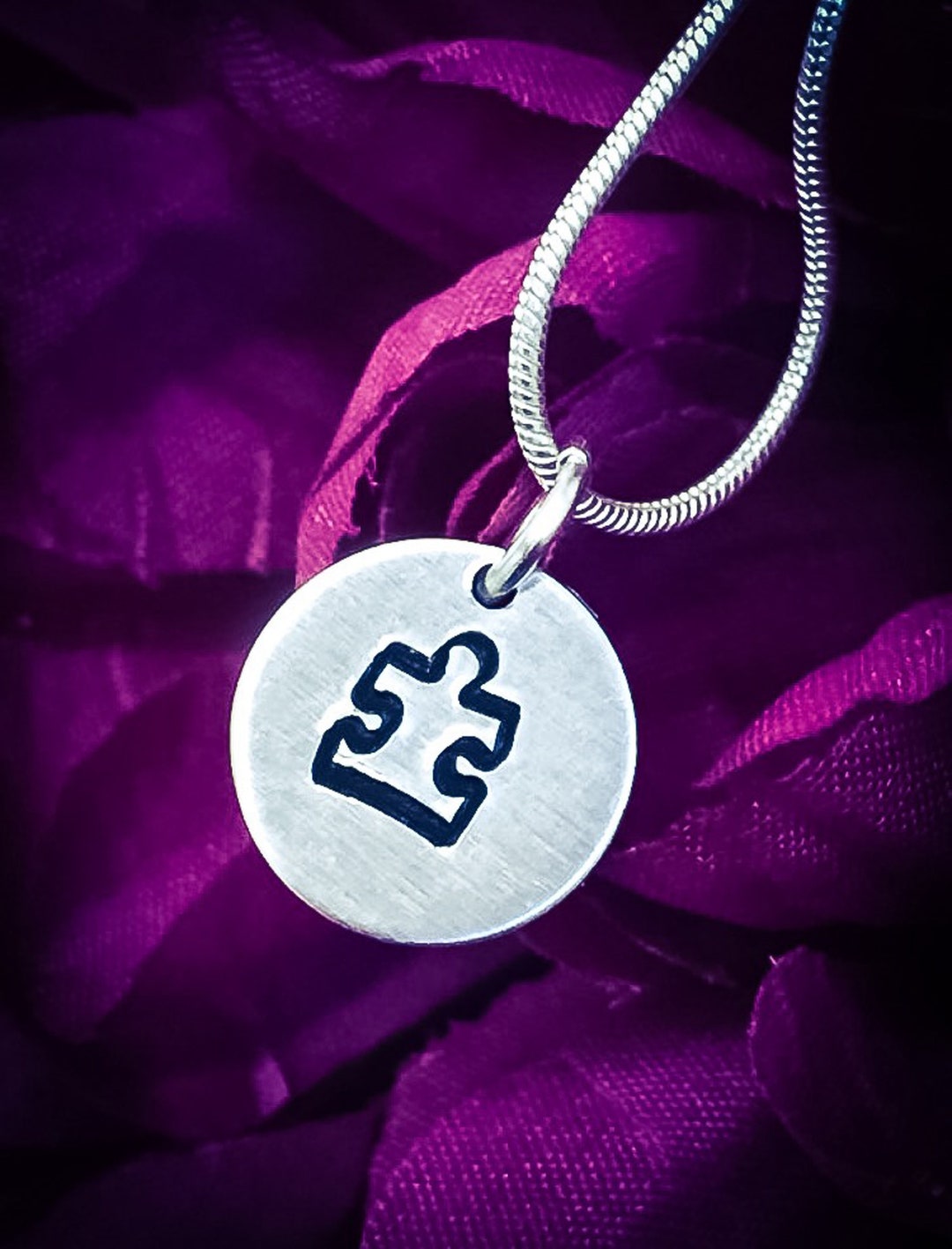 Jigsaw Piece Hand Stamped Necklace. Jigsaw Necklace Jigsaw Etsy