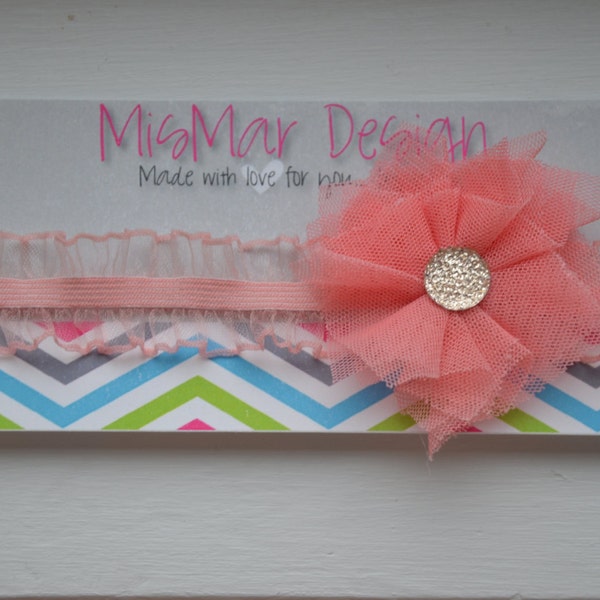 Coral Infant Headband, Coral Baby Headband, Coral Headband, Coral Newborn Headband,