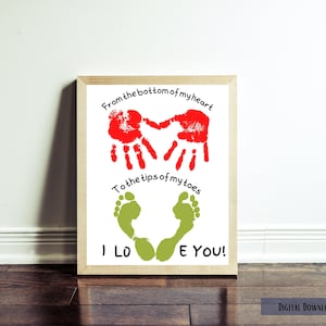 Father's Day Keepsake Printable, Father's Day Grandpa Gift, Handprint, Footprint Kids Craft