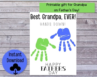 Printable Gift for Grandpa, Father's Day Keepsake, Father's Day Gift Childs handprint, DYI Art for Kids