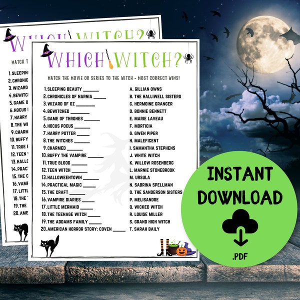 Halloween Which Witch Party Game, Fun Halloween Game for Adults and Kids