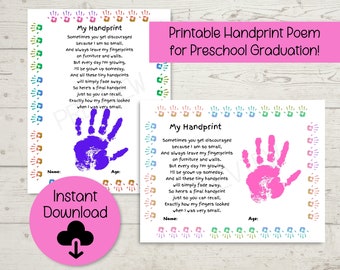 Handprint Poem Printable Preschool Graduation Etsy