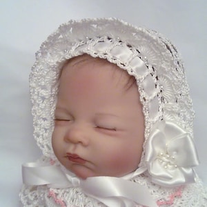 New Born , Premiee,Baby Christening Hat /Bonnet, Cotton Crochet *** PATTERN ***