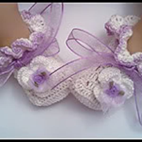 New Born , Premiee, Baby Ruffle Booties / Shoes, Cotton Crochet *** PATTERN ***