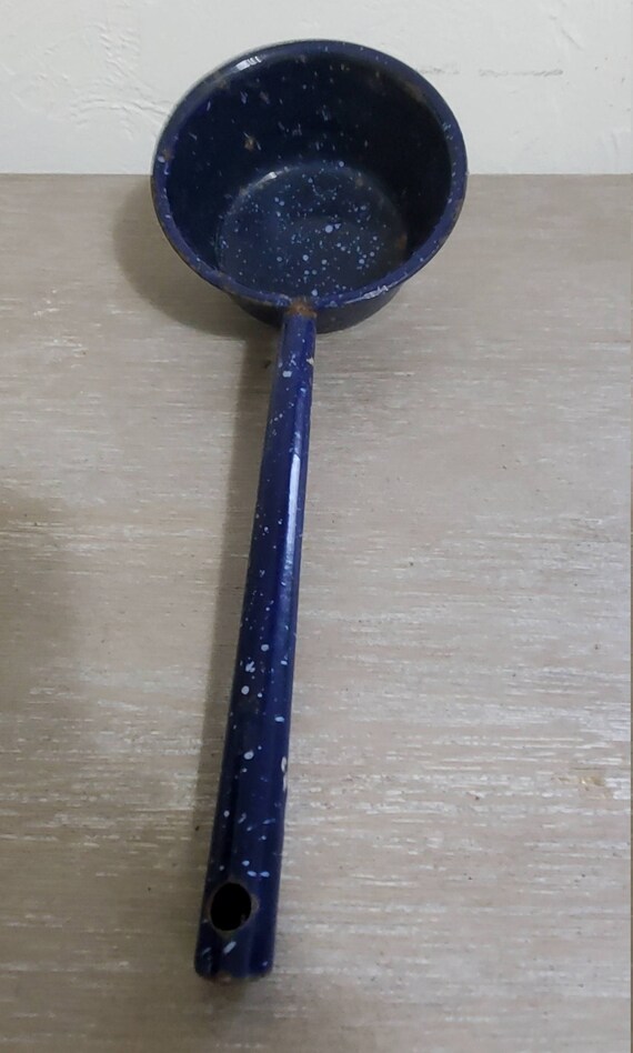 Vintage Enamelware Ladle White And Blue Enamelware Ladle Dining & Serving Kitchen & Dining etna