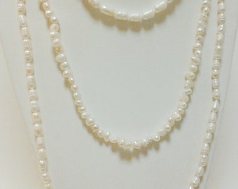 Three Strand Beaded River Pearls Necklace / Beaded Pearls Necklace.