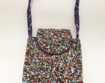 Crossbody Beaded Navy Blue Cellphone Bag