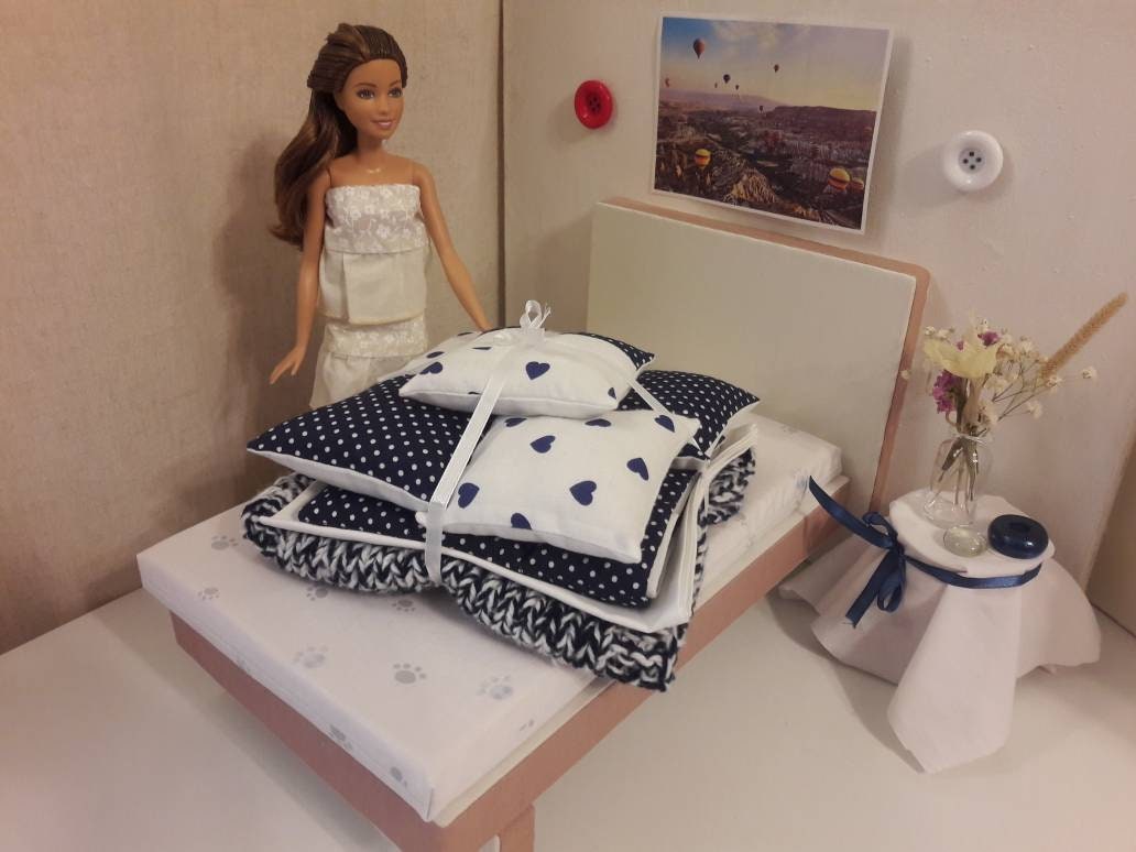 Doll bedding for Barbie. Beautiful Set of 8. The best gift for Etsy