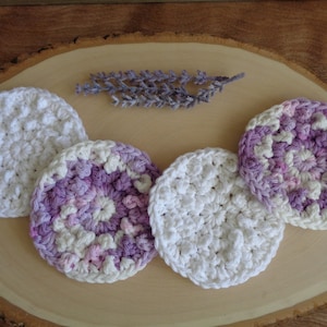 Crochet cotton face scrubbies, makeup remover pads, reusable pads, washcloths, face cloth, facial pads, set of 4 facial rounds,nubby scrub
