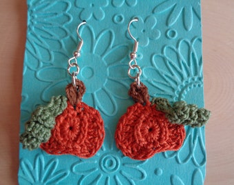 Pumpkin earrings, Fall earrings, Halloween earrings, Thanksgiving earrings, earrings, crochet pumpkin earrings, gifts