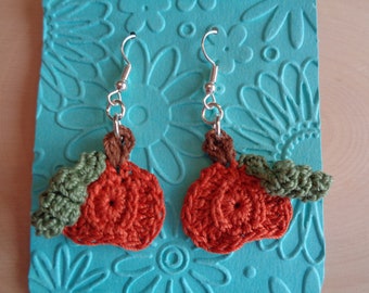 Fall pumpkin crocheted earrings, pumpkin earrings, Fall earrings, Halloween earrings, Thanksgiving earrings