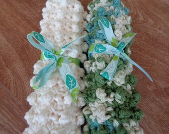 Cotton handmade textured crochet dishcloth, washcloth, spa cloths, set of 2