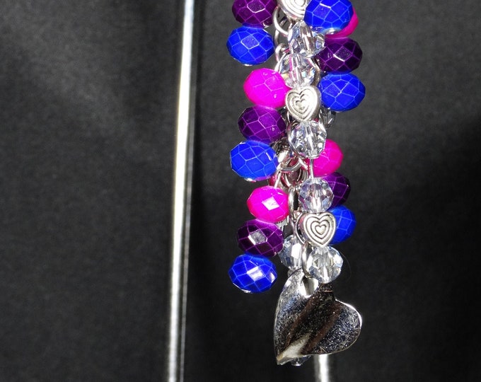 Bi Pride & Hearts Charm Chain