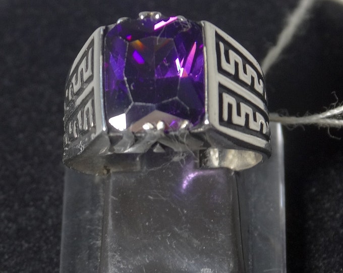 Natural Amethyst and Sterling Silver Ring