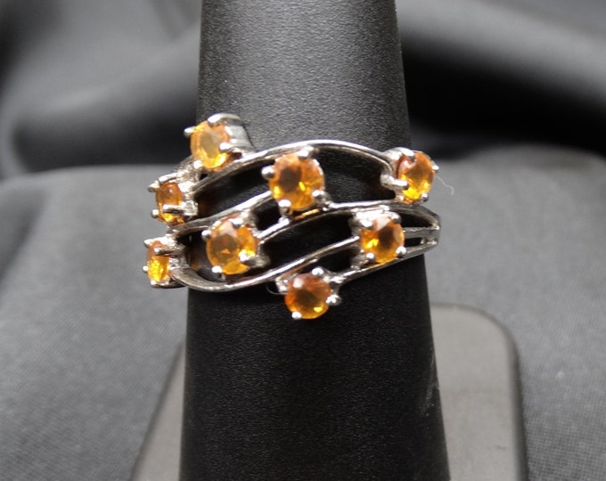 Natural Beruti Fire Opal and Sterling Silver Ring