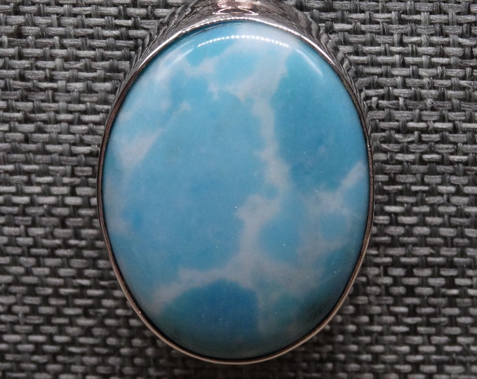 Natural Dominican Larimar (12ct) Cabochon Sterling Silver Pendant