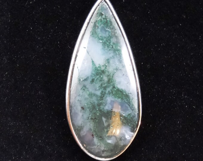 Moss Agate and Sterling Silver Pendant