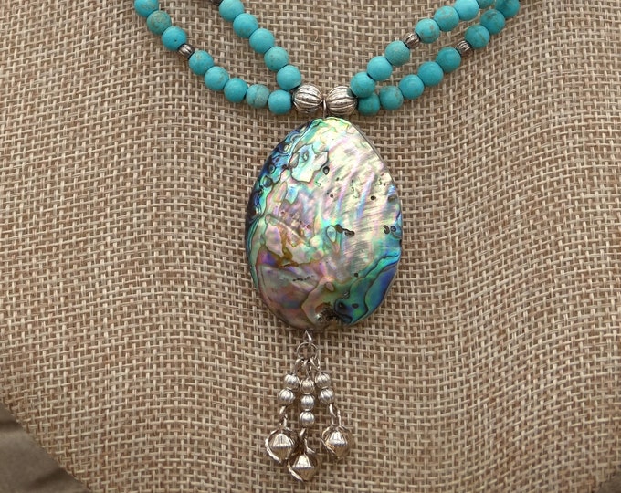 Abalone and Natural Magnesite Necklace