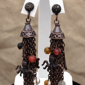 Copper Sea Creature Tassel Earrings