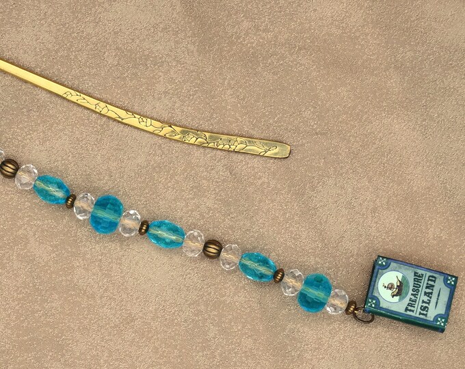 Treasure Island Book with Floral Gold Bookmark