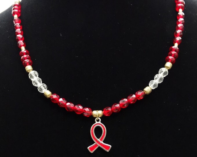 Red Ribbon Awareness Necklace - AIDS Awareness