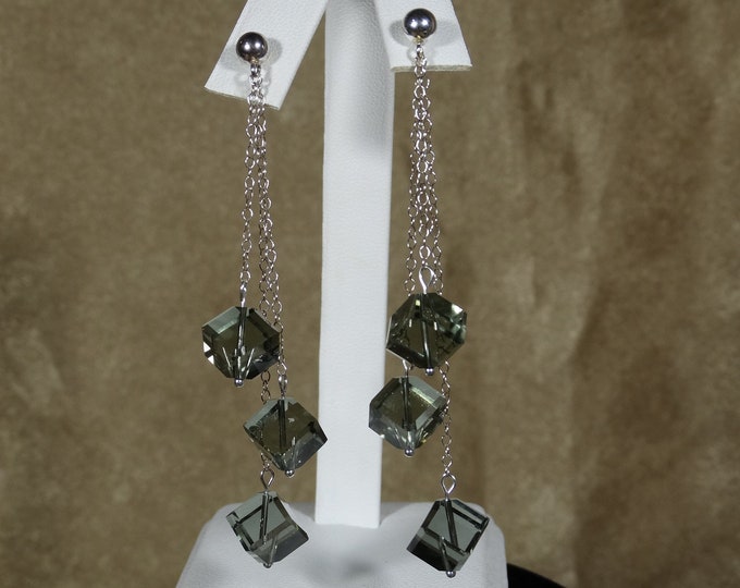 Swarovski Black Ice Cube Dangle Earrings