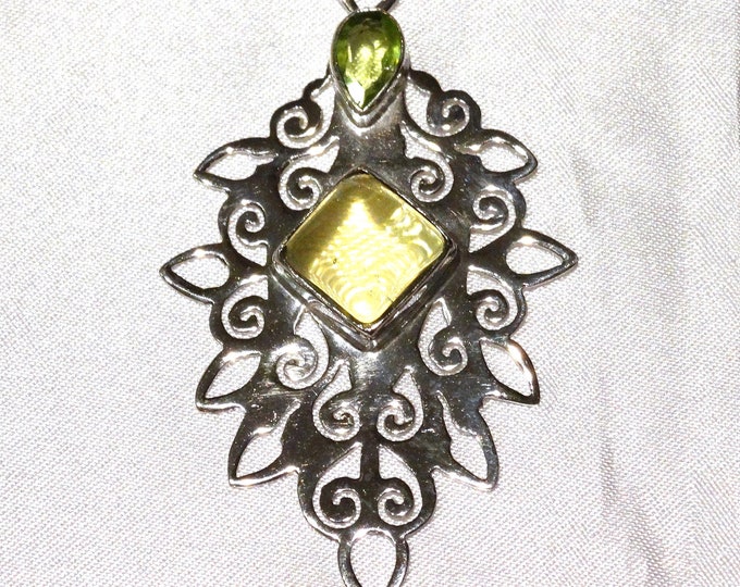 Sterling Silver, Citrine and Peridot Pendant