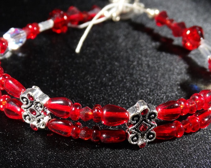 Brilliant Red Swarovski Double Strand Bracelet